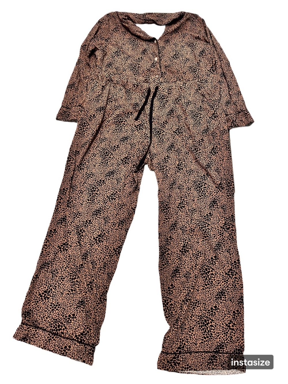 Lands End Leopard Print Pajama Set long sleeve xl women’s